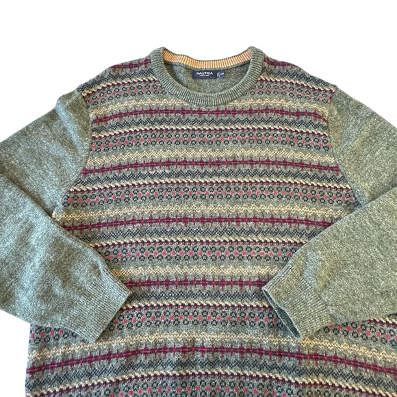 Nautica Green Fair Isle Cozy Knit Winter Pullover Sweater, Mens XXL - Picture 6 of 9